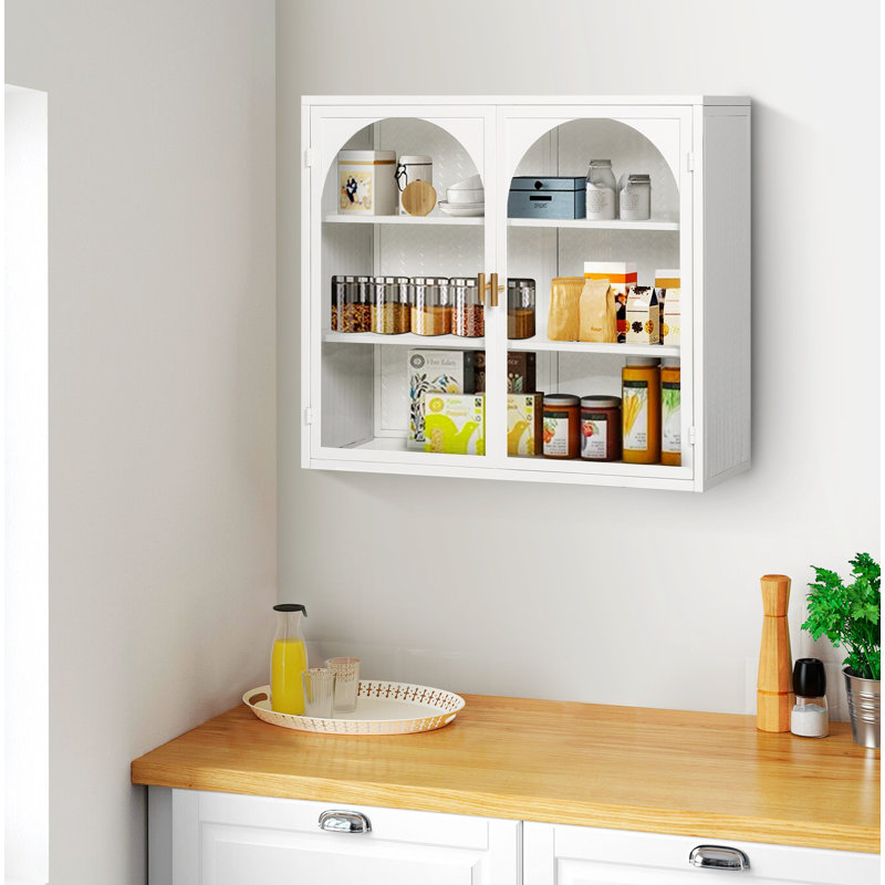 Lipoton 2-Glass Doors Wall Bathroom Cabinet, Wall Mounted Cabinet ...